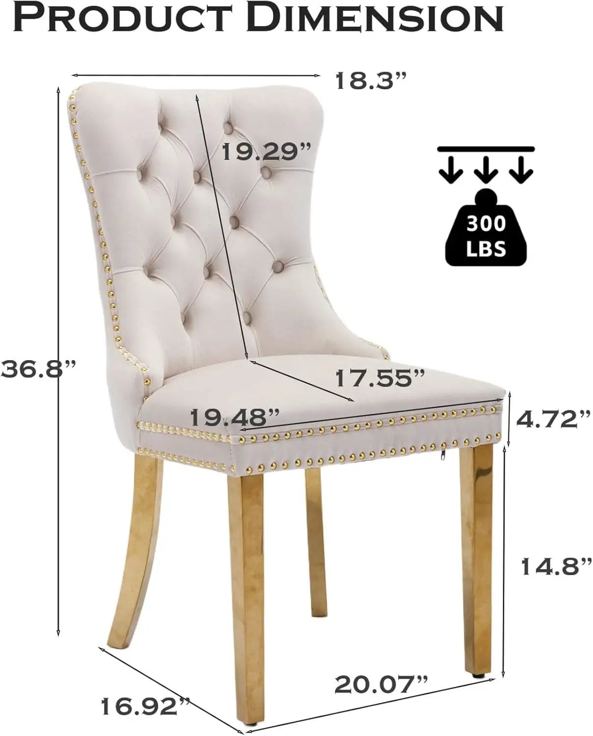 Beige Velvet Dining Chairs Set Of 2 With Tufted Upholstery from PriceLows™