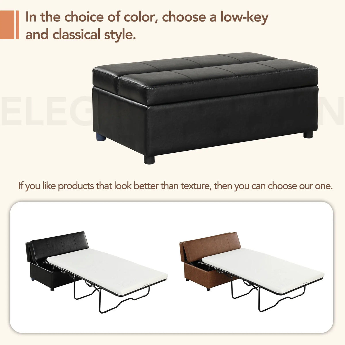 Twin Size Folding Ottoman Sleeper Bed | Includes Mattress | Convertible Guest Bed | High-Density Foam