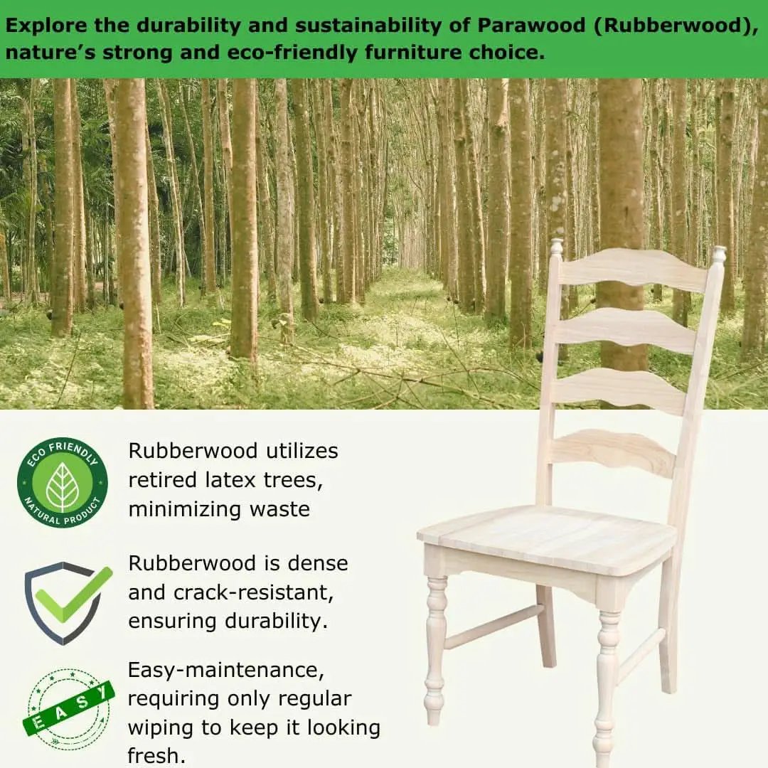 Set Of 2 Maine Ladderback Dining Chairs Unfinished Parawood from PriceLows™