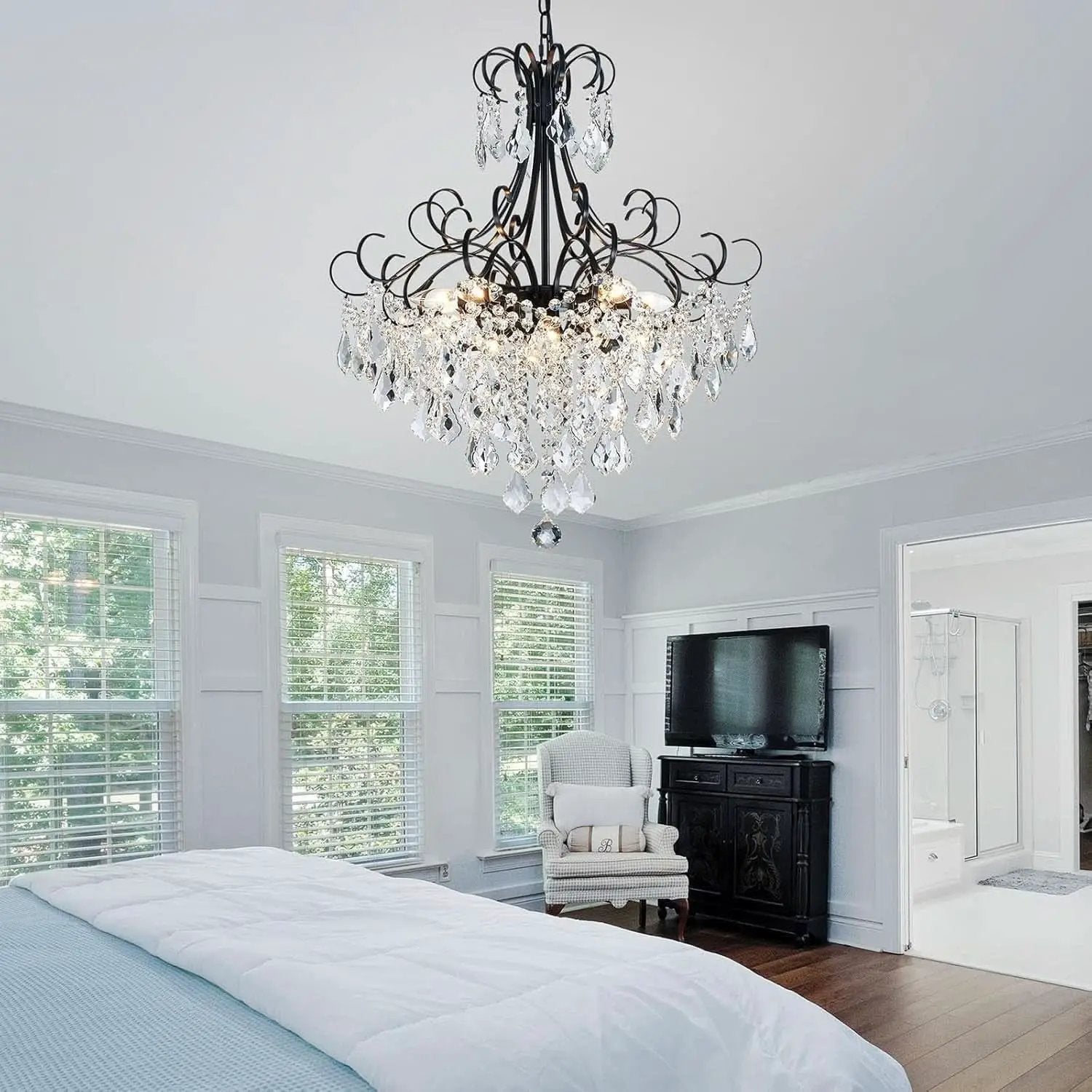 Black Crystal Chandelier 10 Light Pendant Ceiling Fixture from PriceLows™