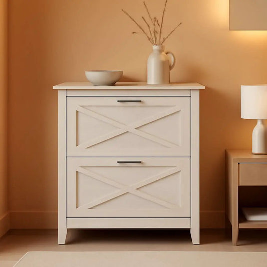 Key West 2 Drawer Lateral File Cabinet Linen White Oak from PriceLows™