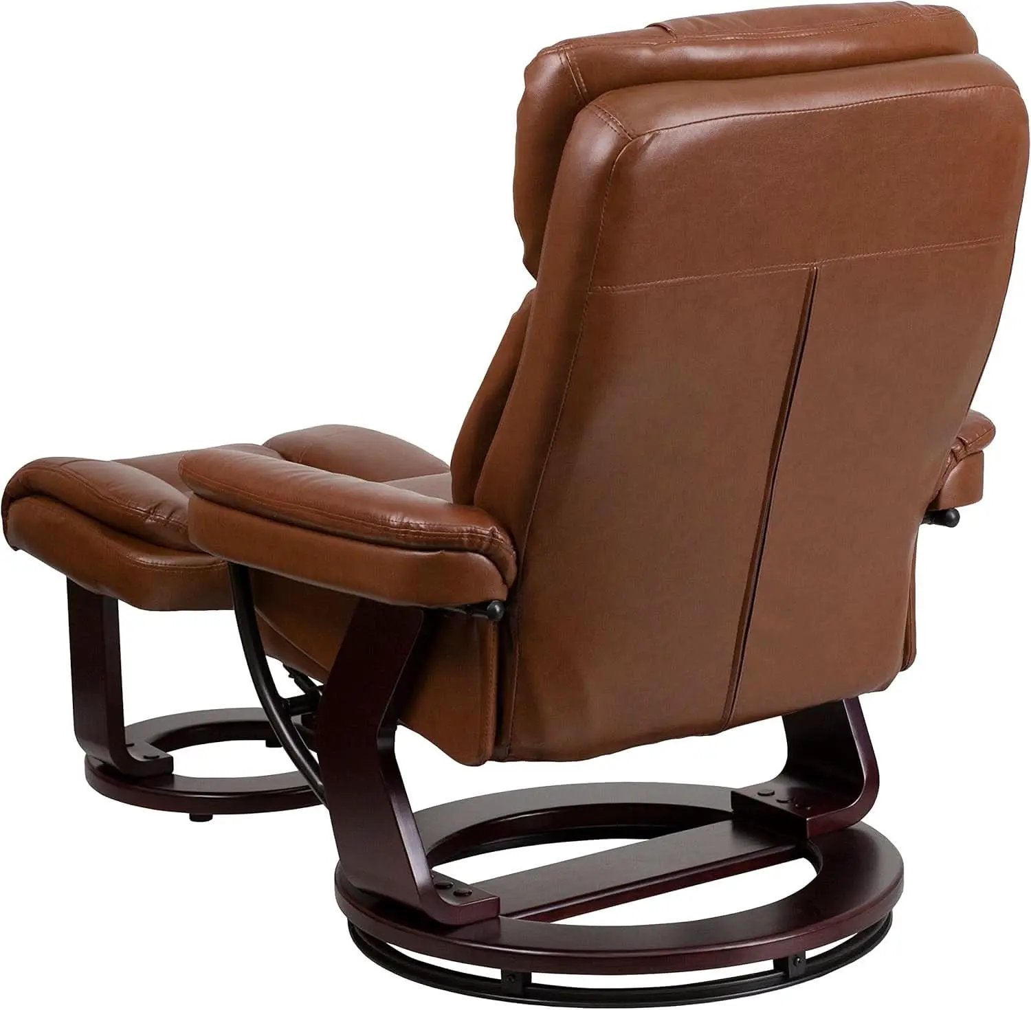 Allie Leathersoft Upholstered Recliner With Ottoman Brown from PriceLows™