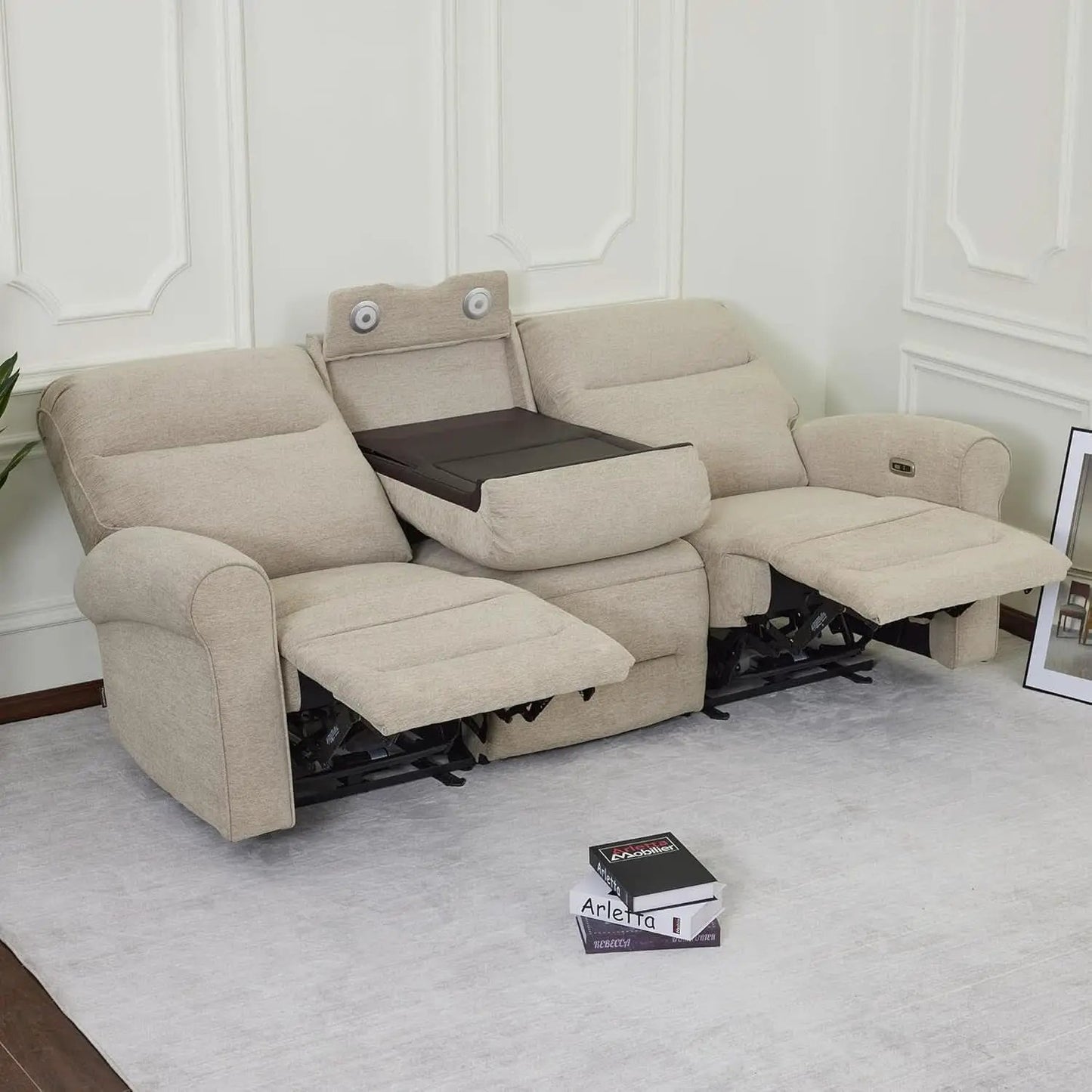 87.8 Inch Wall Hugger Reclining Sofa With Drop Down Table from PriceLows™