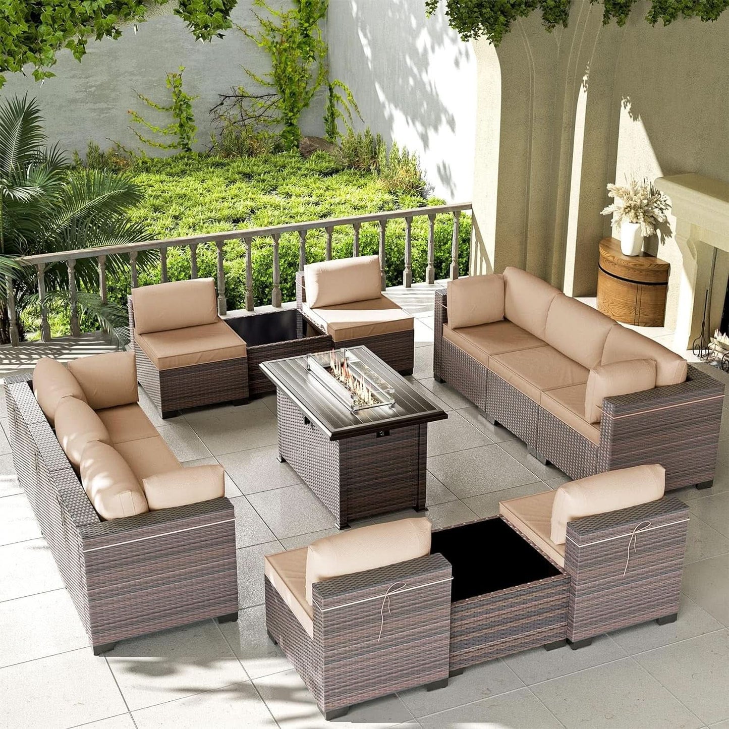 13 Piece Outdoor Patio Furniture Set with Fire Pit from PriceLows™