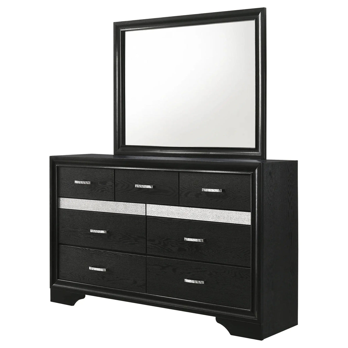 Miranda 7-drawer Dresser with Mirror | 63 x 16.5 x 75.25 in | 7-Drawer | Black