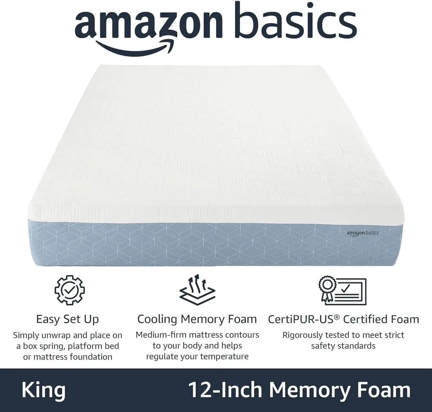 King Size Memory Foam Mattress CoolingGel CertipurUS from PriceLows™