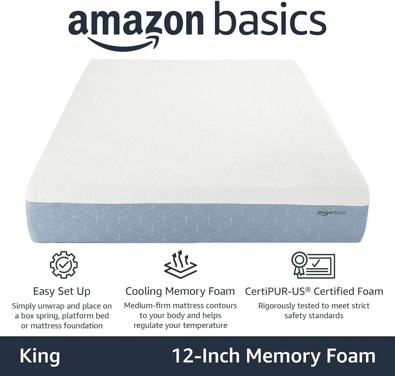 King Size Memory Foam Mattress CoolingGel CertipurUS from PriceLows™
