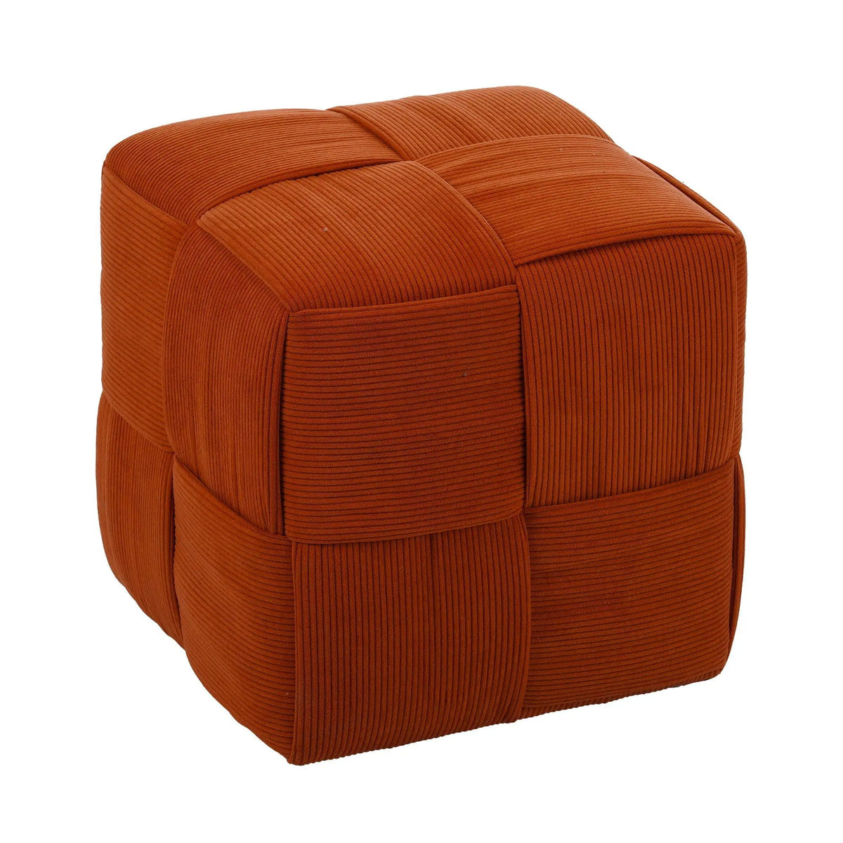 Modern Ottoman Foot Rest | Woven Design | Engineered Wood Frame | 14.2 Inch Cube