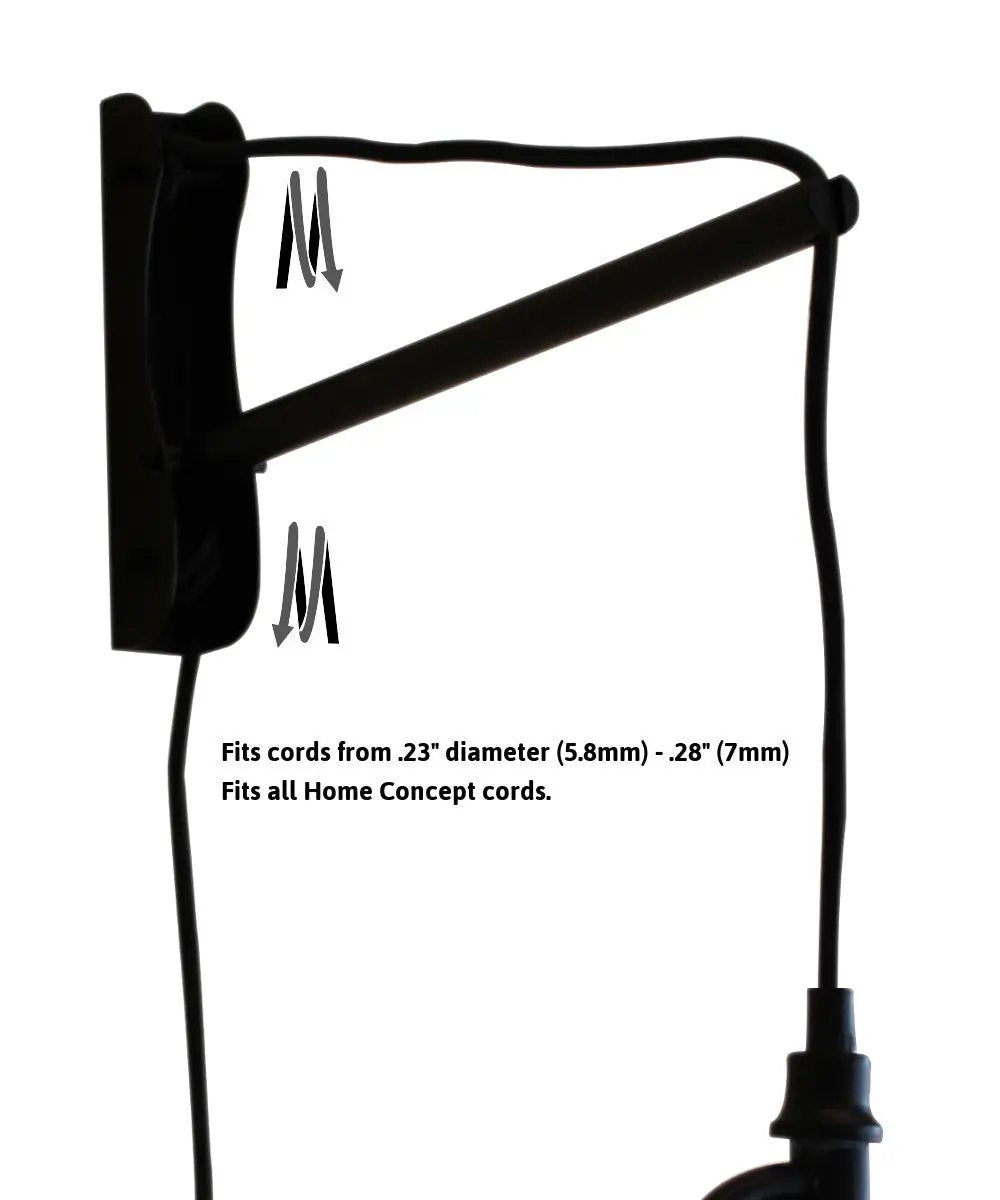 Wall Mount Pendant Light | 14 Inch | 1 Light | Plug In Cantilever Black Oatmeal