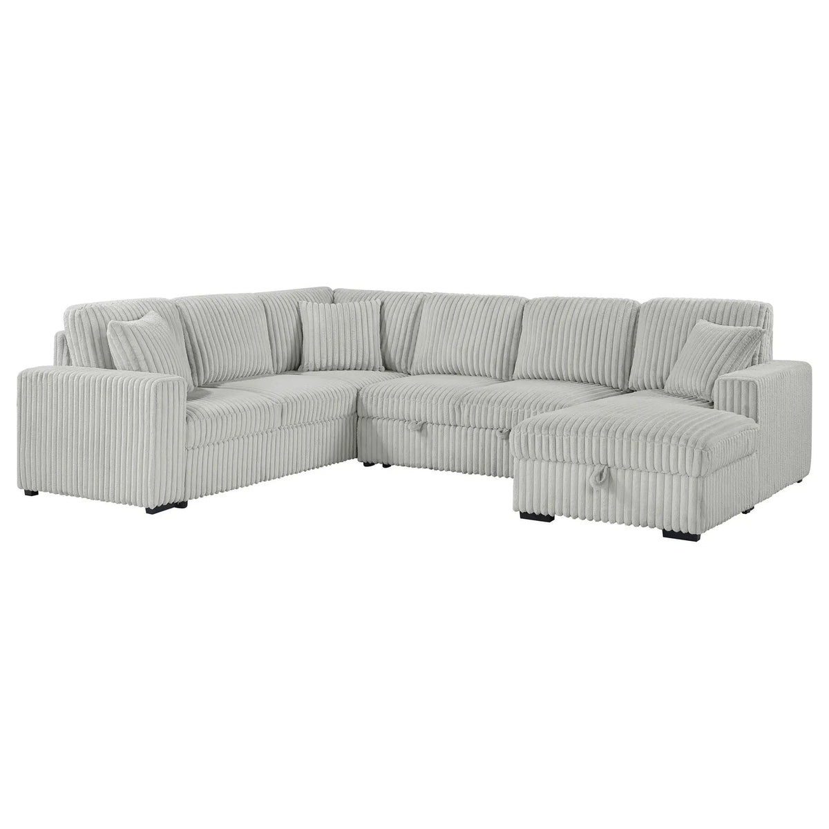 Devonshire Sleeper Sectional Sofa Storage Chaise | 122 x 96.75 x 39.25 in | Living Room Furniture | Grey