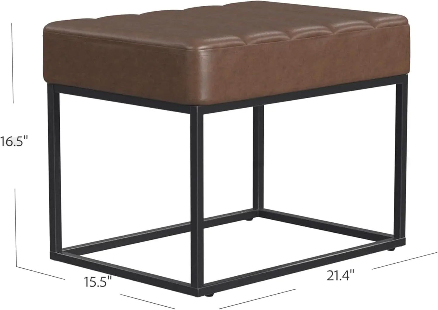 Small Brown Faux Leatherette Channel Tufted Ottoman from PriceLows™