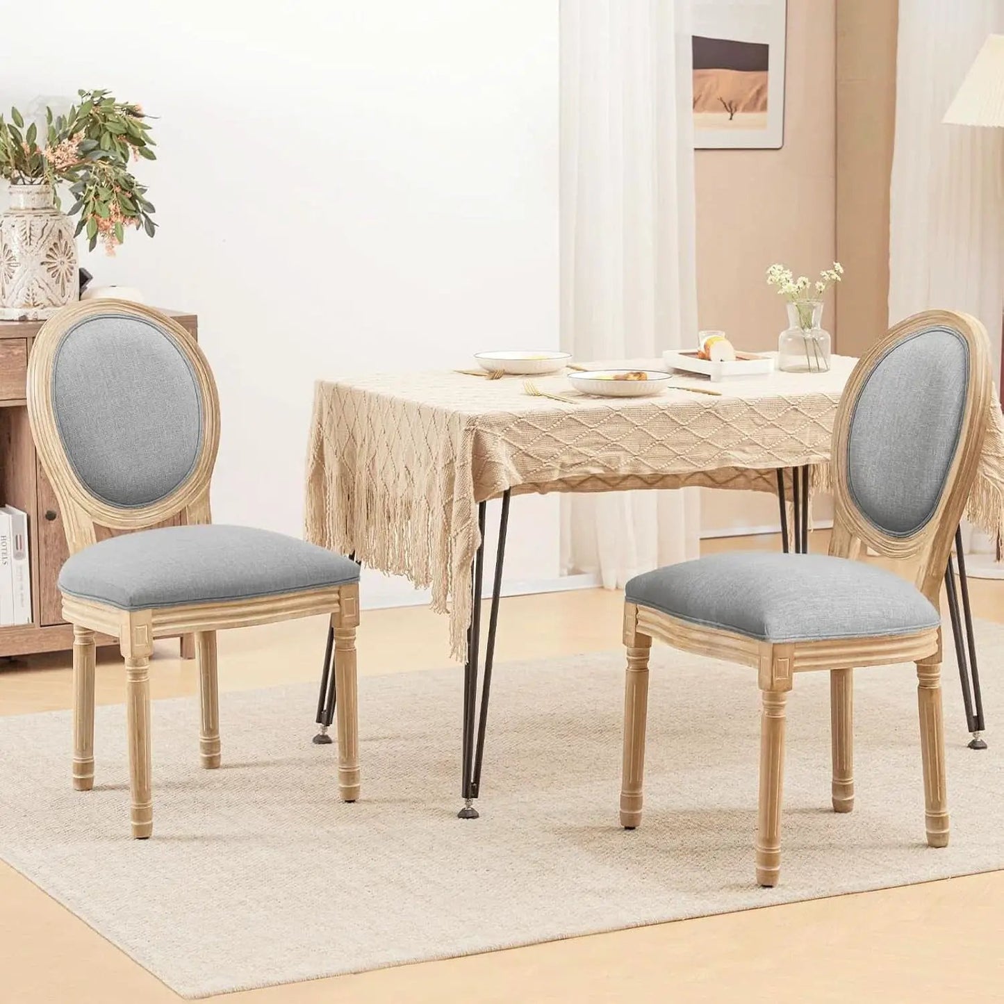 Light Grey Upholstered Dining Chairs Set Of 2 Round Back from PriceLows™
