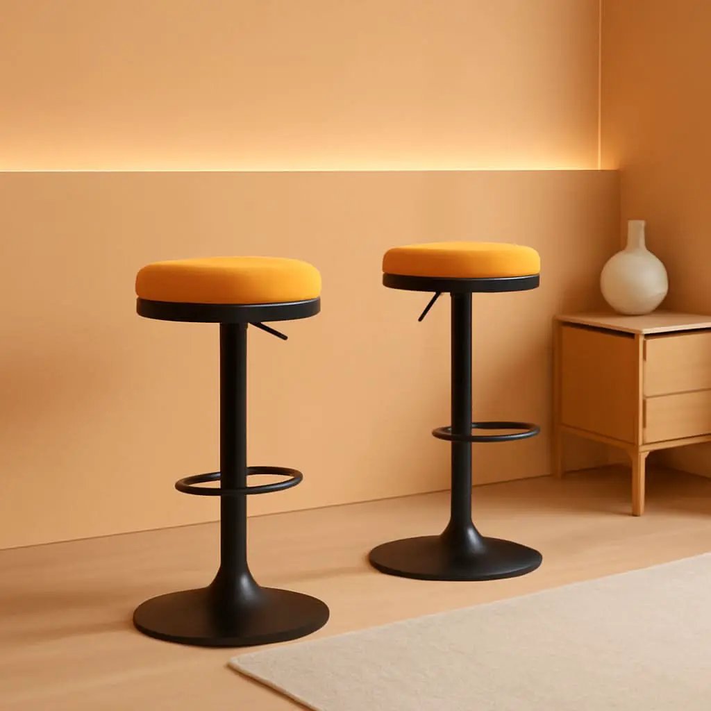 Yellow Fabric Swivel Bar Stool Set Of 2 Height Adjustable from PriceLows™