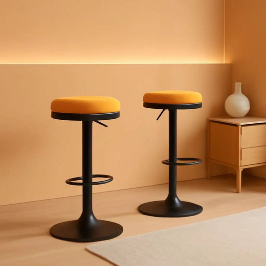 Yellow Fabric Swivel Bar Stool Set Of 2 Height Adjustable from PriceLows™