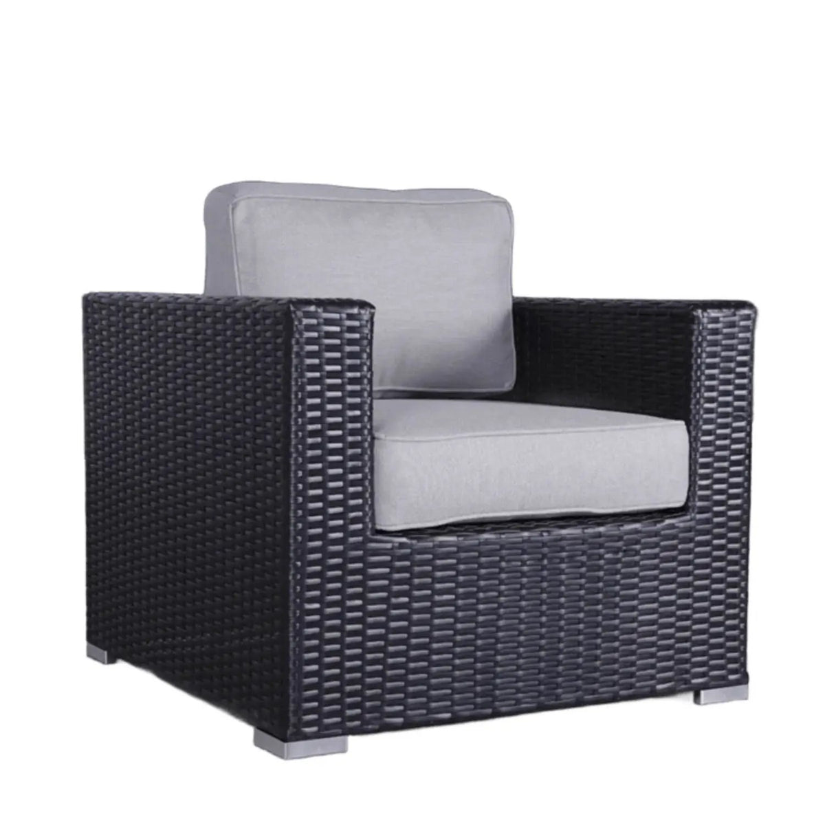 Patio Armchair With Cushions | Four Olefin Cushions | Industrial Accents | Weather-Resistant Build