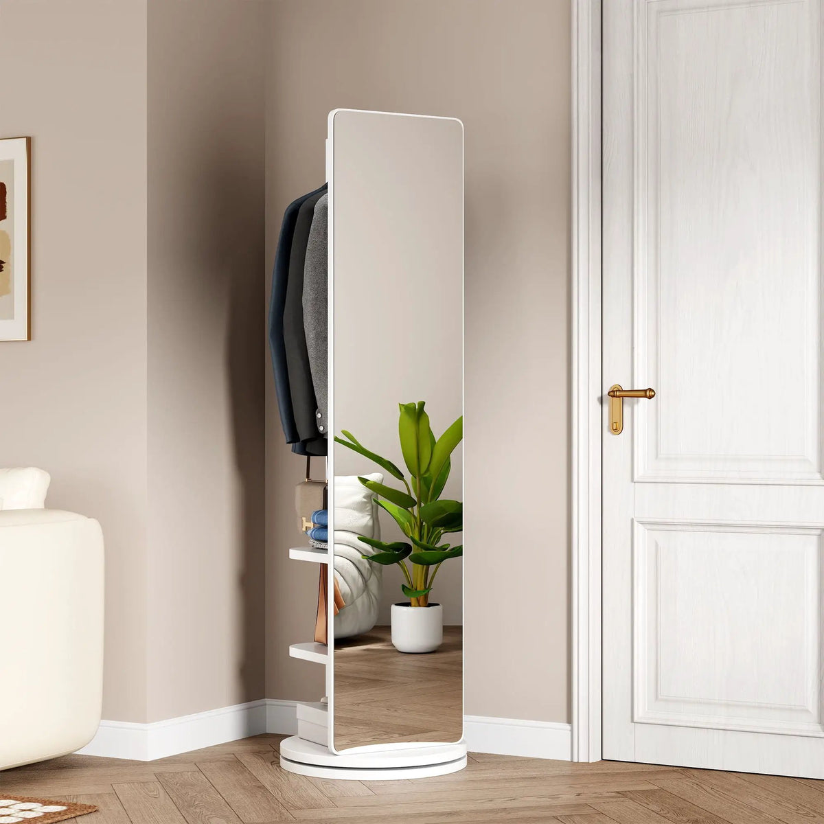 Full Length Mirror | 360 Rotation Design | Solid Wood Rack