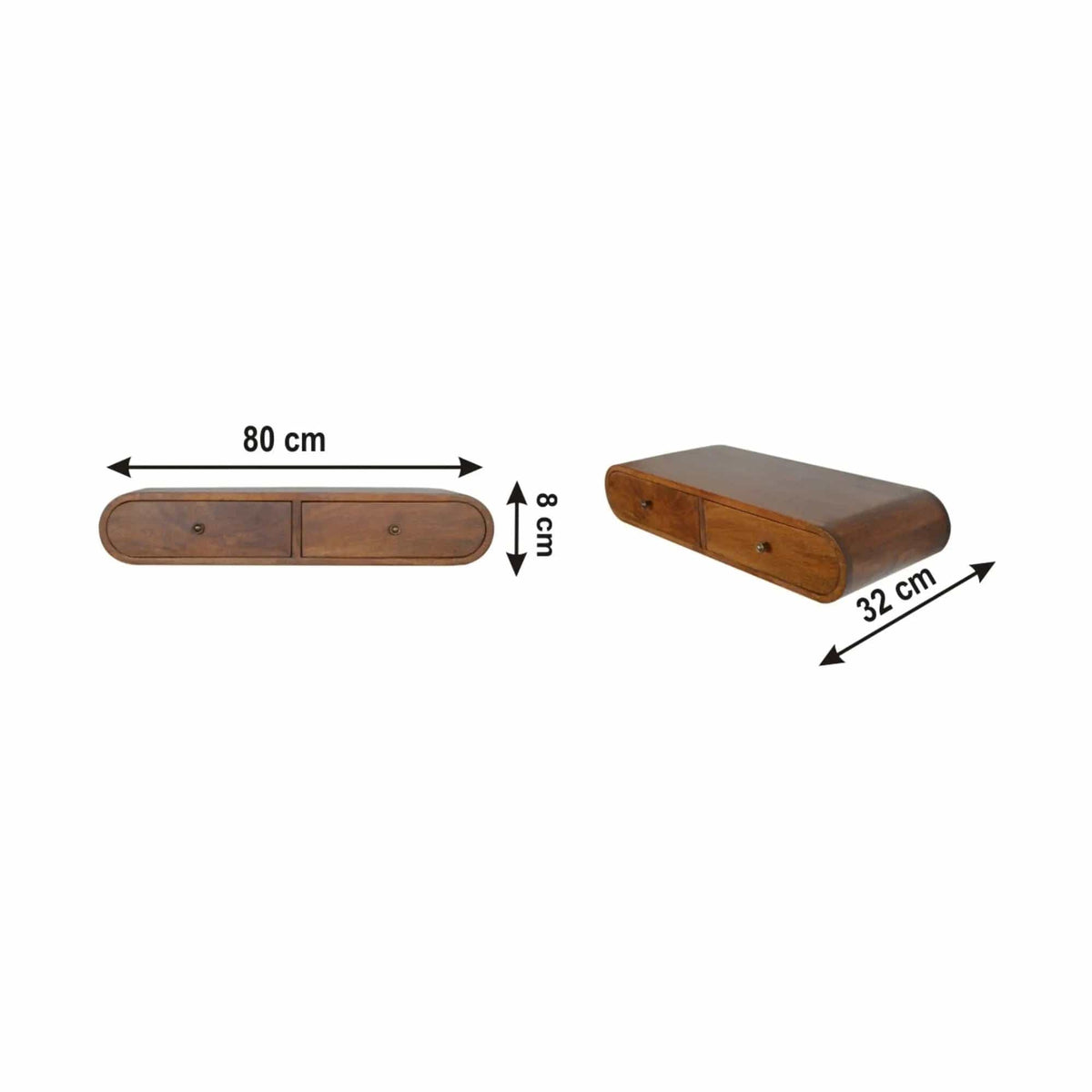 London Floating Console Console Table | 31.5 x 12.6 x 5.91 in | Mango Wood | Chestnut