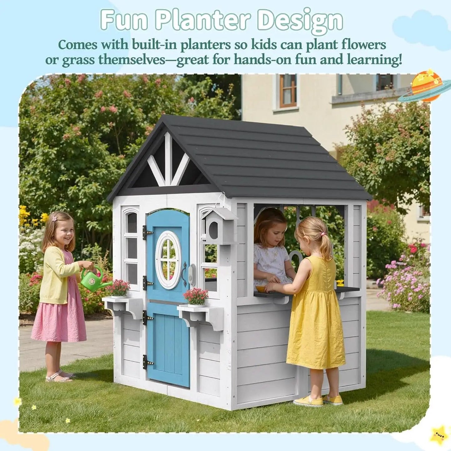 White Cedar All Weather Wood Playhouse With Dutch Door from PriceLows™