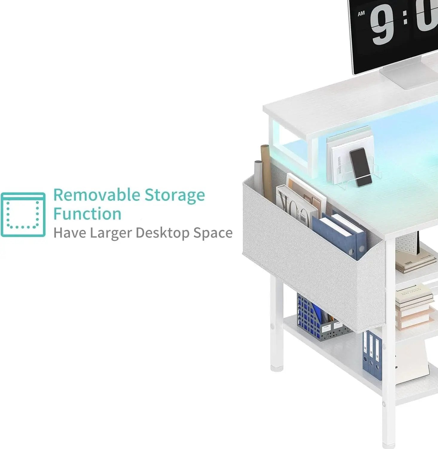 47 Inch Gaming Desk With LED Lights For Home Office Use from PriceLows™