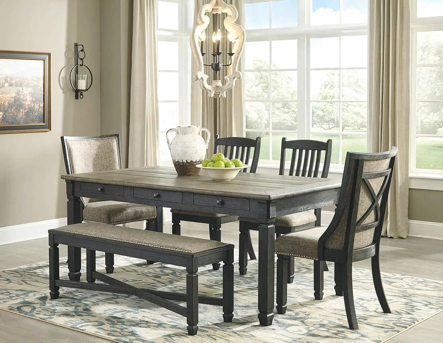 Upholstered Dining Chair 20 Inch Antique Black Set Of 2 from PriceLows™