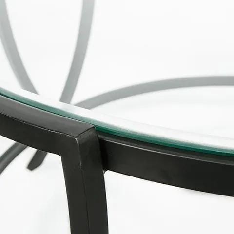 Tarrin Occasional Table Set (Set of 3) | 36.88 x 36.88 x 17.75 in | Tempered Glass & Metal | Black