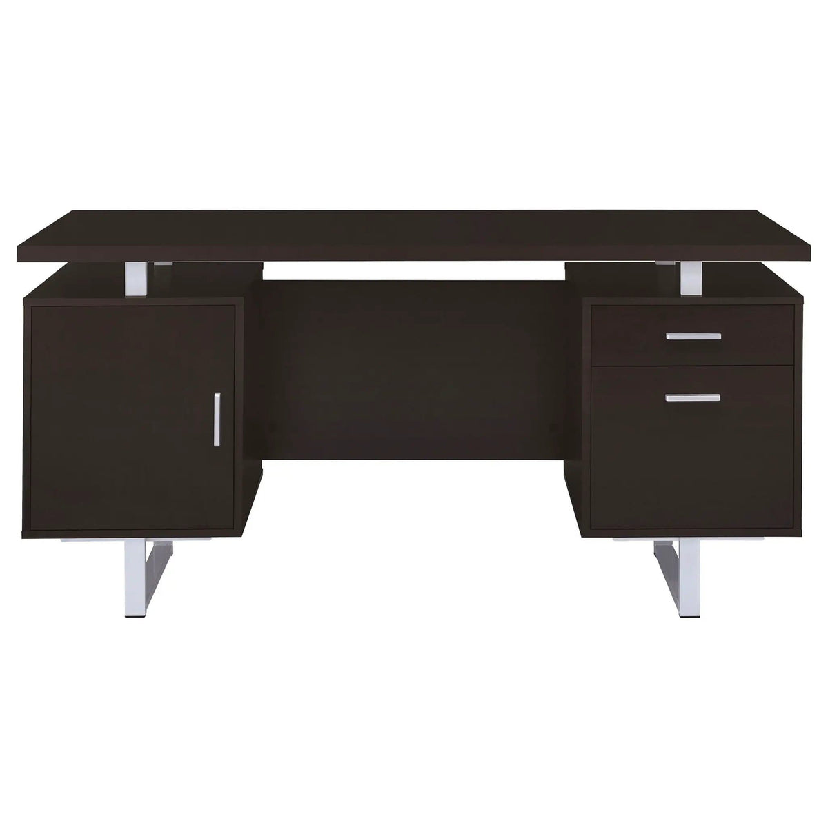 Lawtey 60-inch 2-drawer Office Computer Desk | 60 x 23.5 x 30 in | Metal & Veneer | Cappuccino