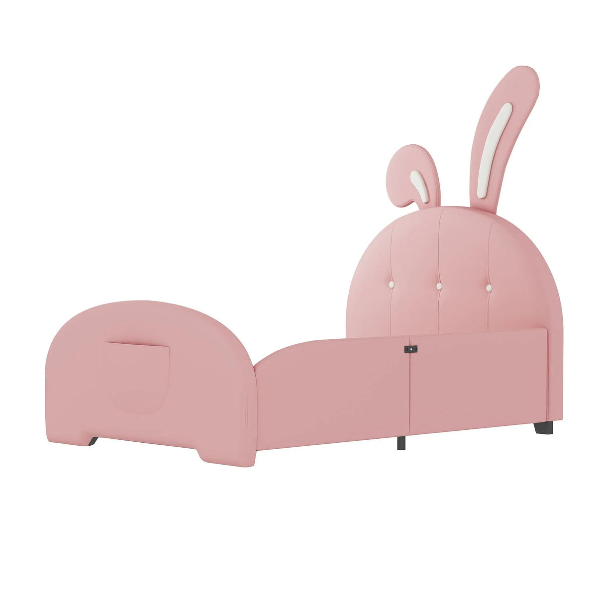 Upholstered Rabbit-Shape Princess Bed | Headboard And Footboard | Humidity Resistant Frame | 51.2 Inch Height