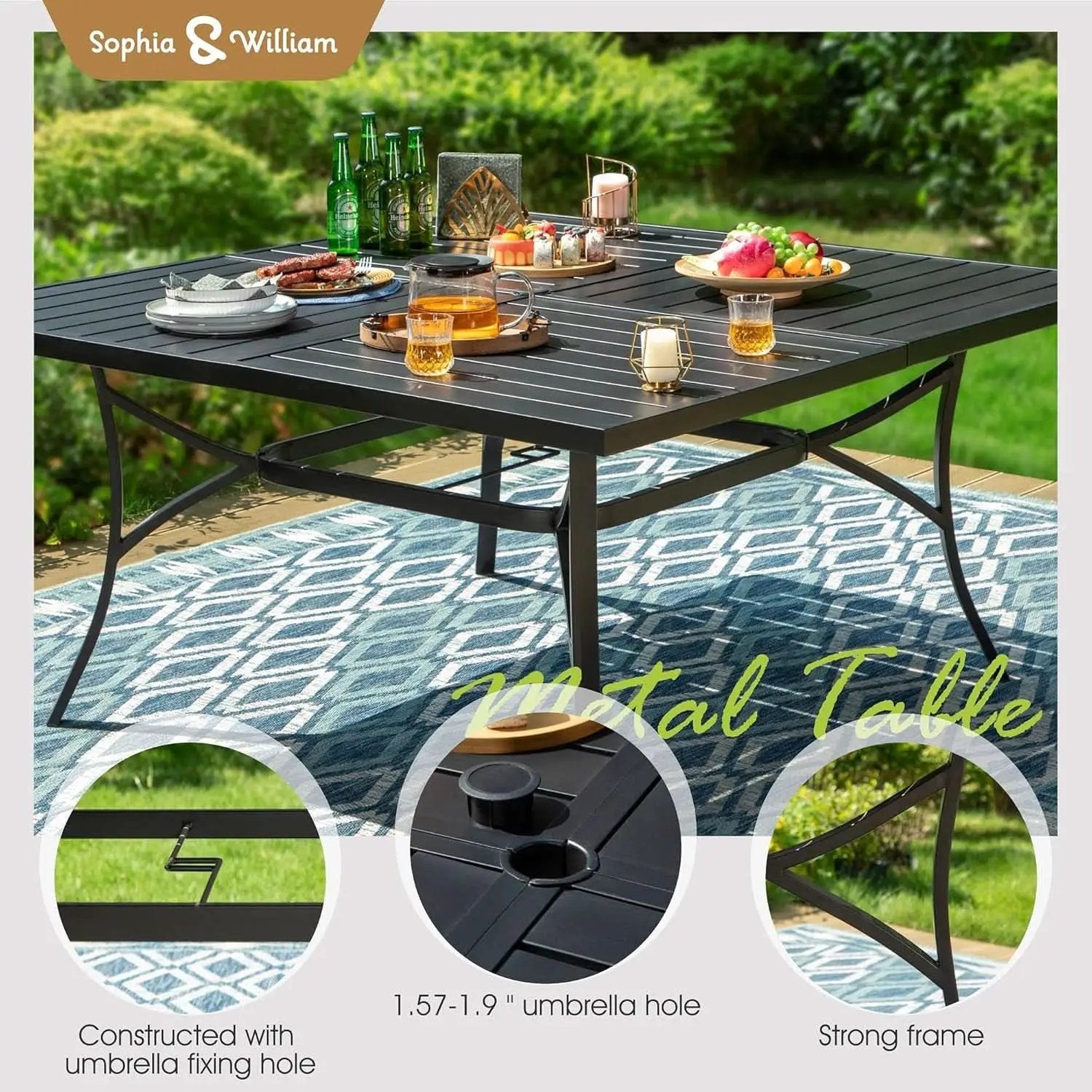 Patio Furniture Set Table For 8 Grayish Brown Swivel Chairs from PriceLows™