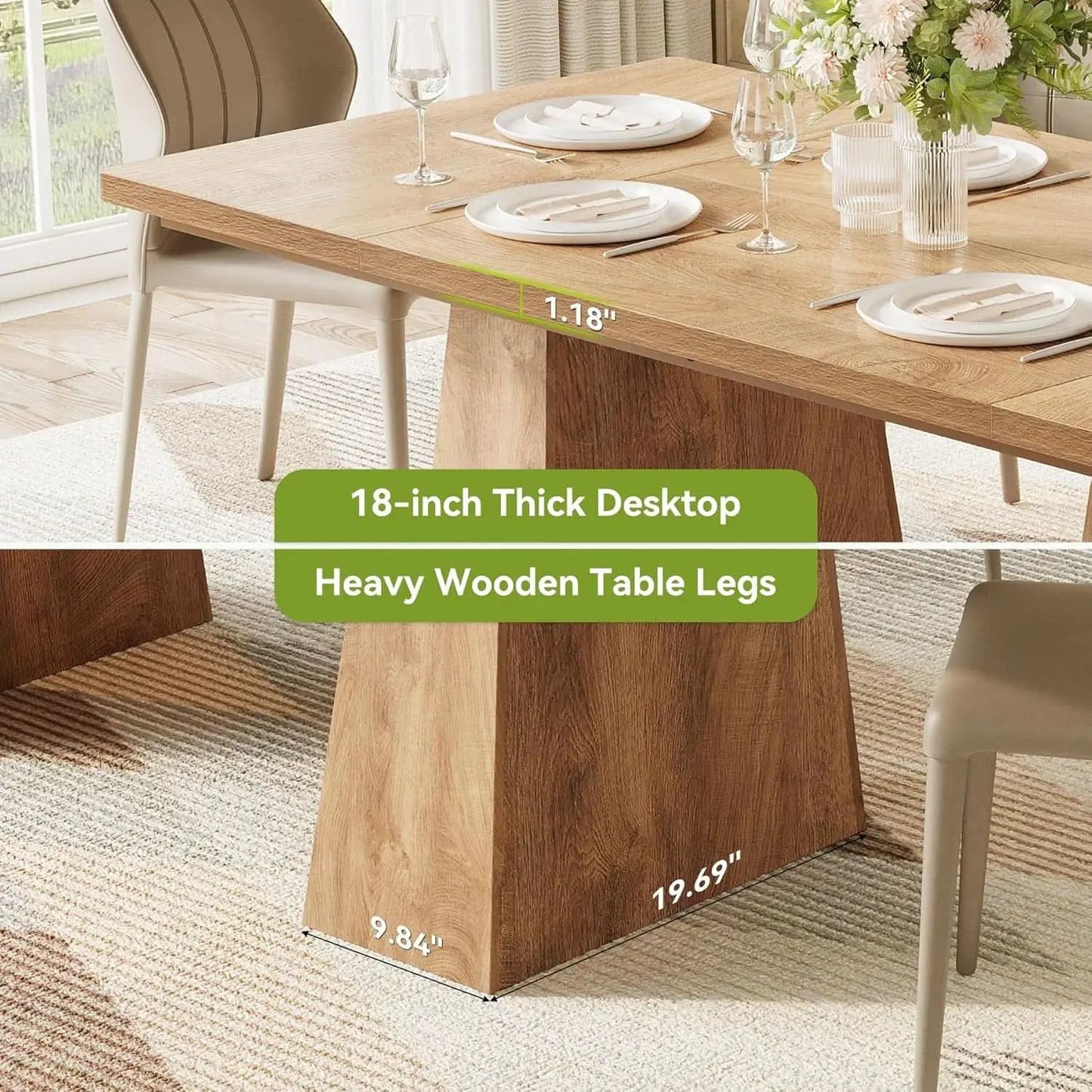 Oak Dining Table For 6 With Scratch Resistant Coating from PriceLows™