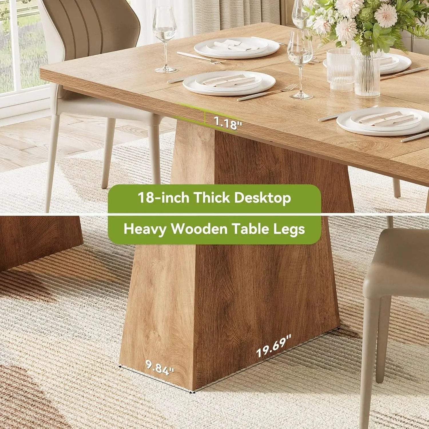 Oak Dining Table For 6 With Scratch Resistant Coating from PriceLows™