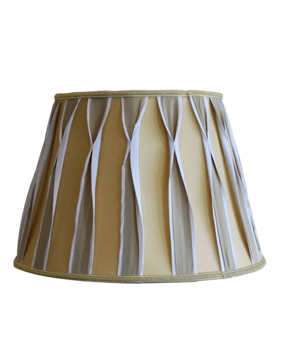 Lampshade | 16X11 Inches | Pinched Pleat | Beige And White