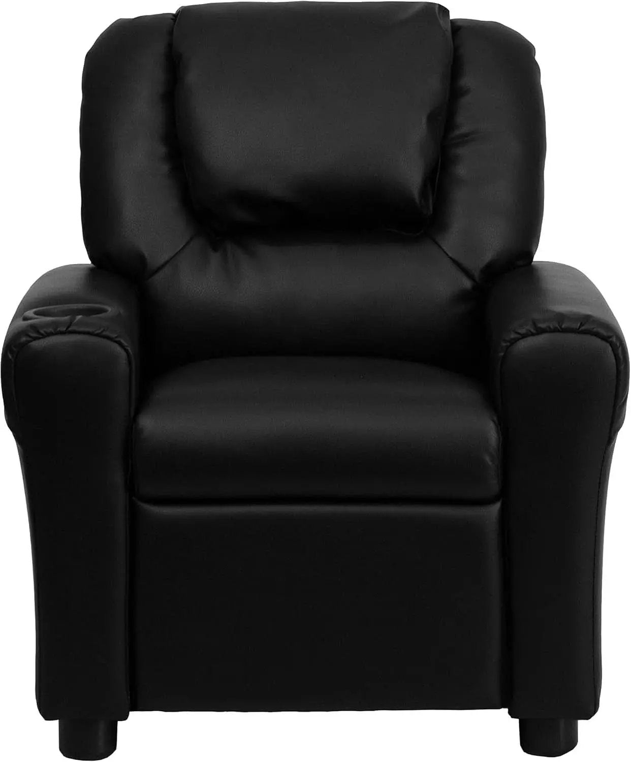 Kids Leathersoft Recliner With Cup Holder And Safety Recline Black from PriceLows™