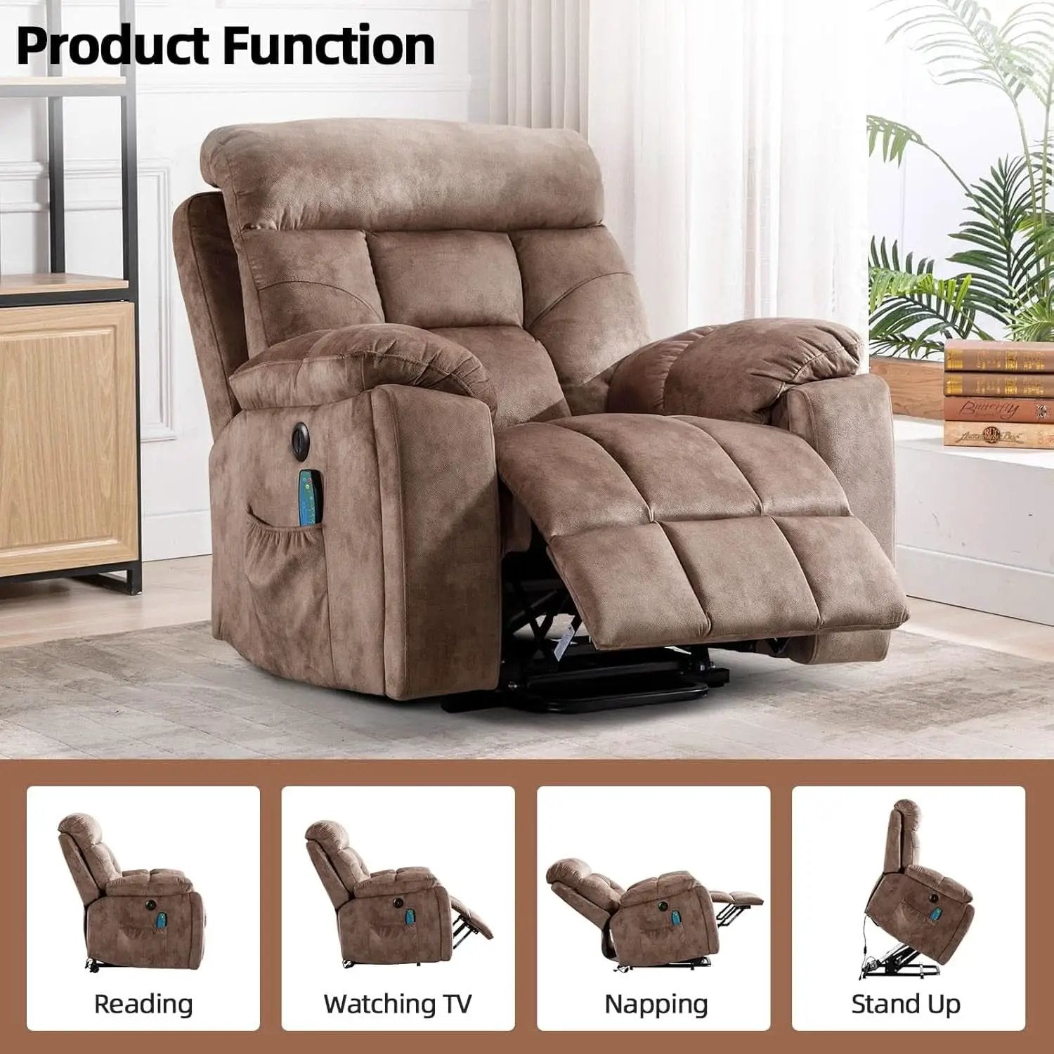 Large Power Recliner With Massage And USB Charging from PriceLows™