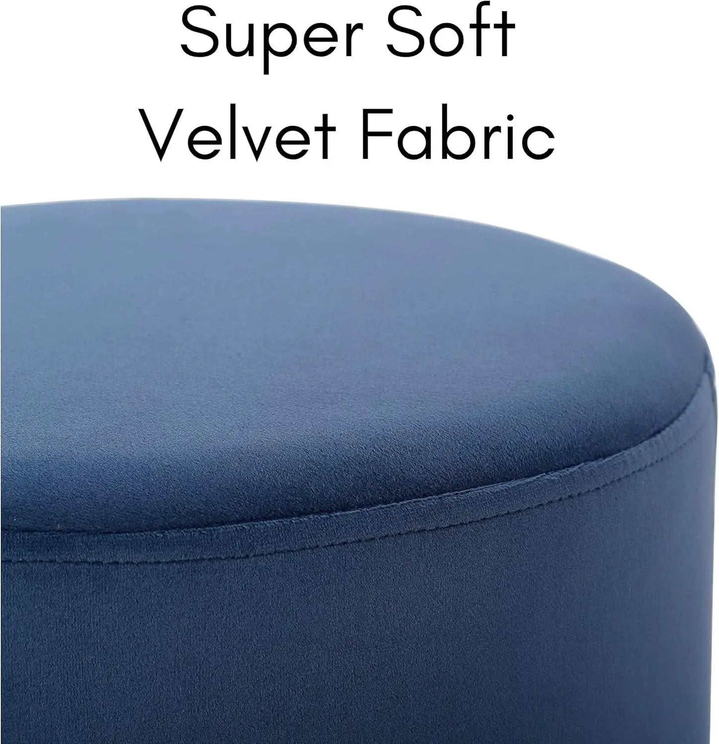 Sleek Round Ottoman Foot Stool Blue Memory Foam Padding from PriceLows™