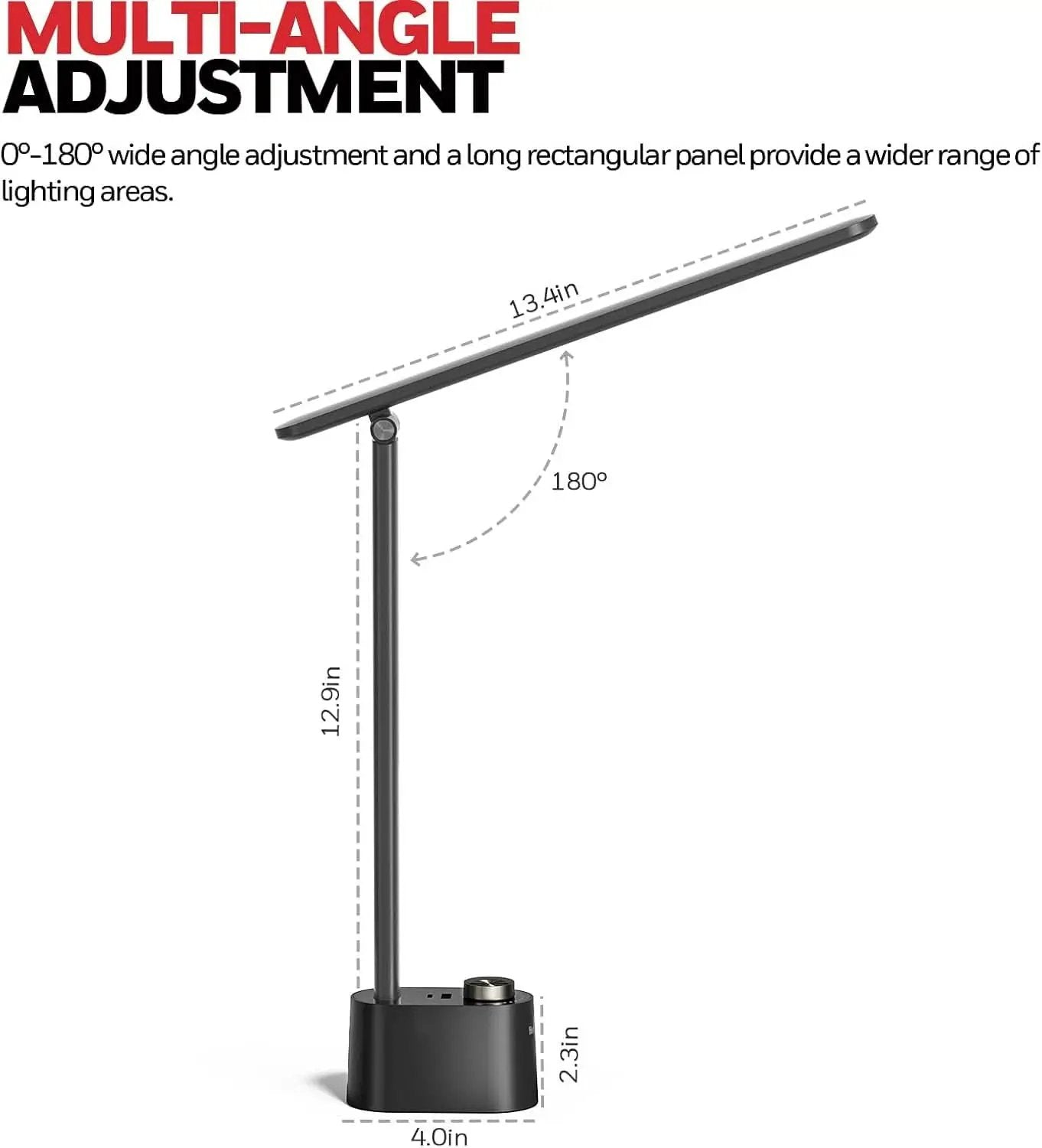 LED Desk Lamp H01 Pro Sunturalux Foldable With USB Ports Black from PriceLows™