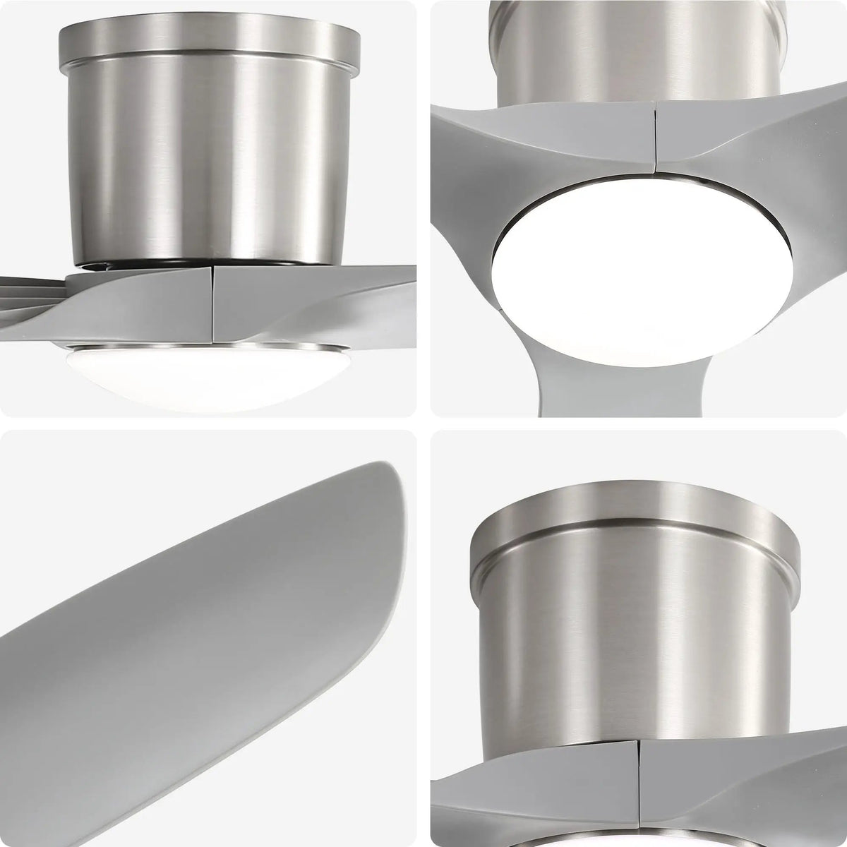 Flush Mount Ceiling Fan | 52 Inch Span | Dimmable LED Light | 3 Blades Reversible DC Motor