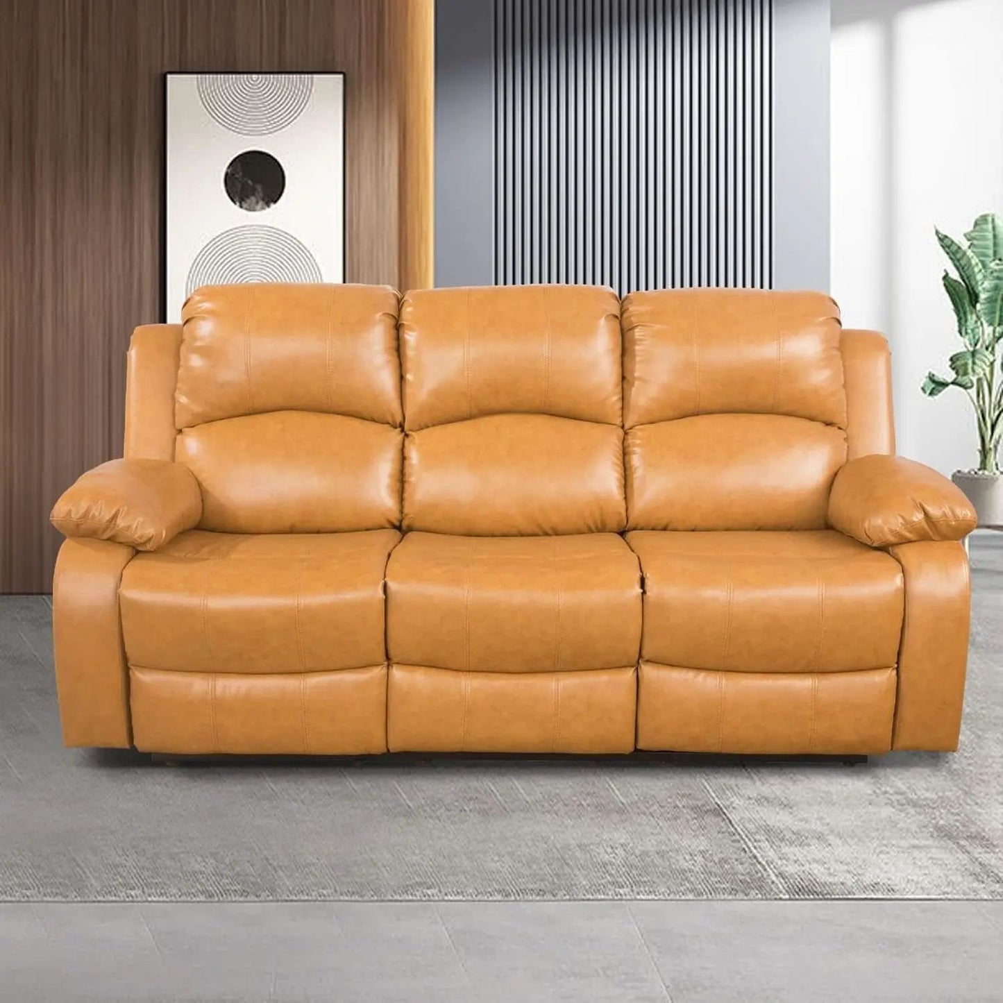 Leather Manual Recliner Sofa Set Ginger 3Piece Living Room from PriceLows™