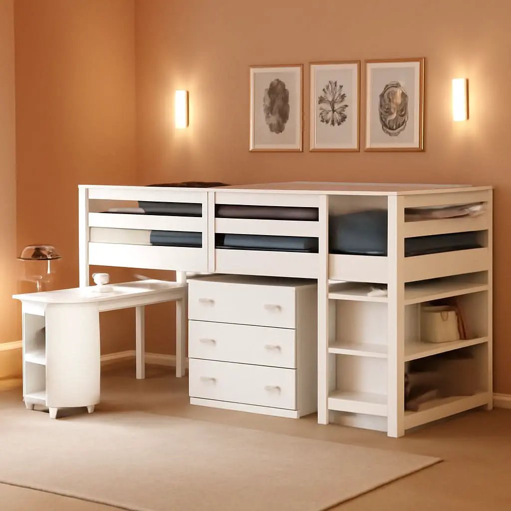 Twin Loft Bed With Rolling Desk And Storage For Small Rooms from PriceLows™