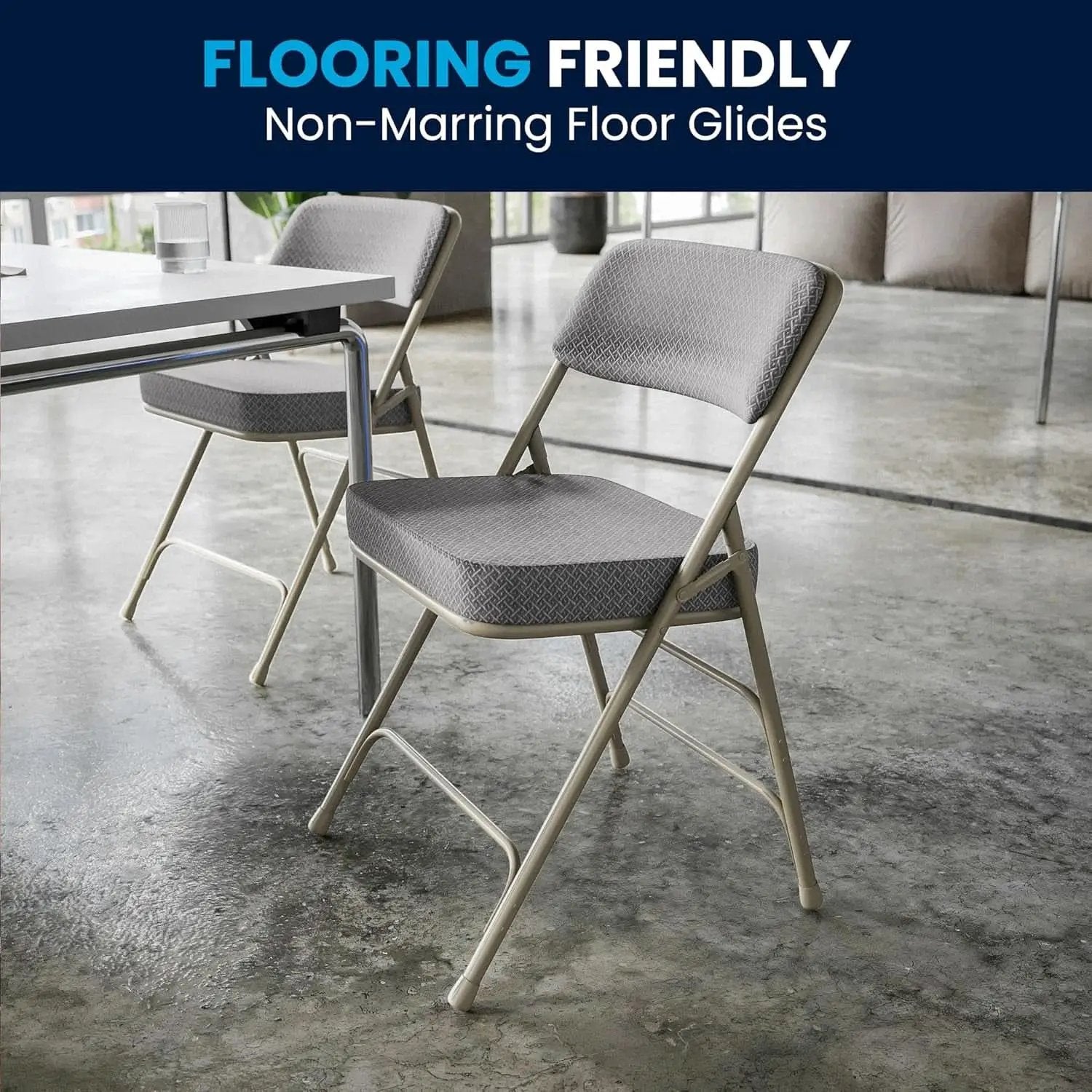 Gray Metal Folding Event Chairs With Cushioned Seats Set Of 2 from PriceLows™