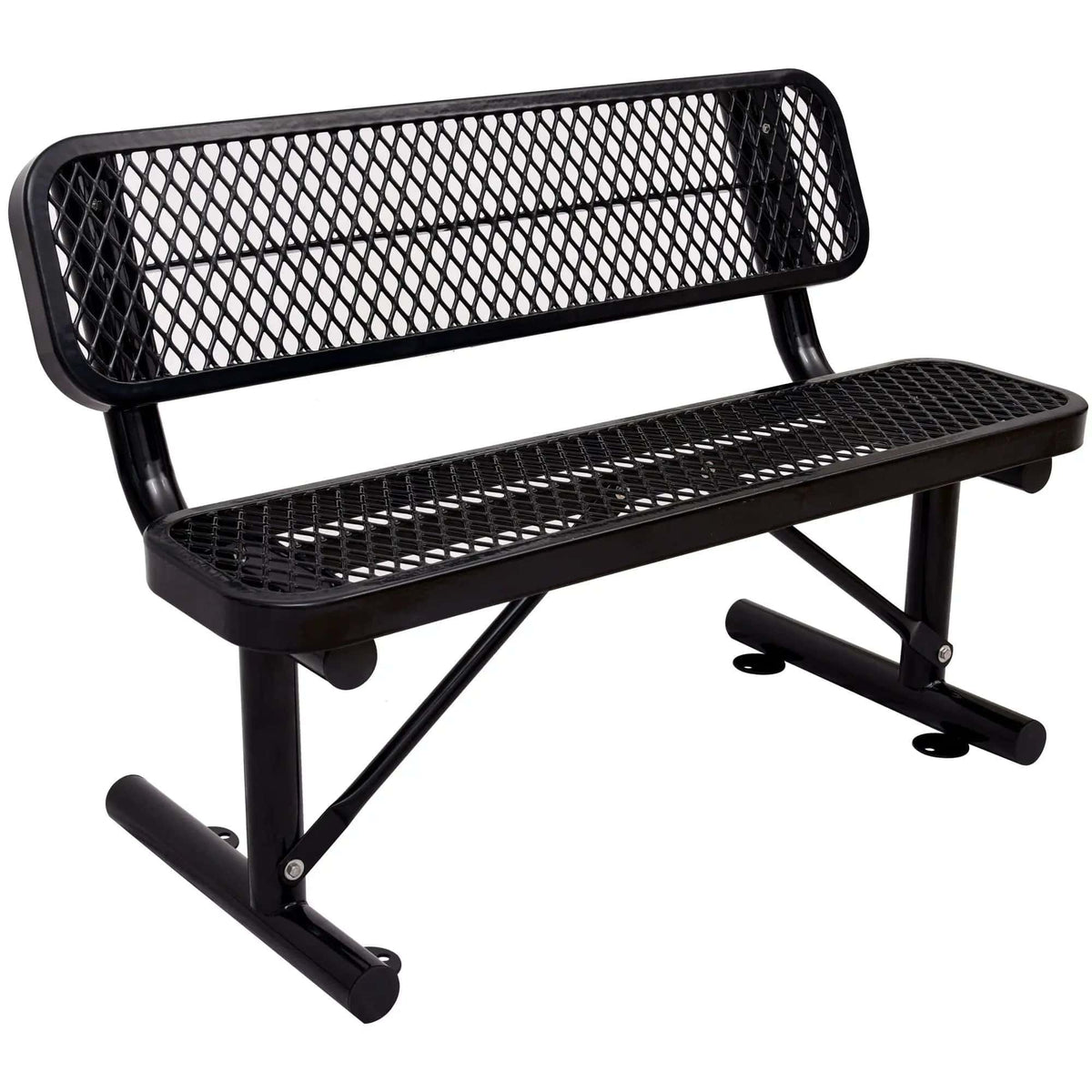 6' Outdoor Steel Bench With Backrest | 5 Pieces | Steel | Outdoor Living