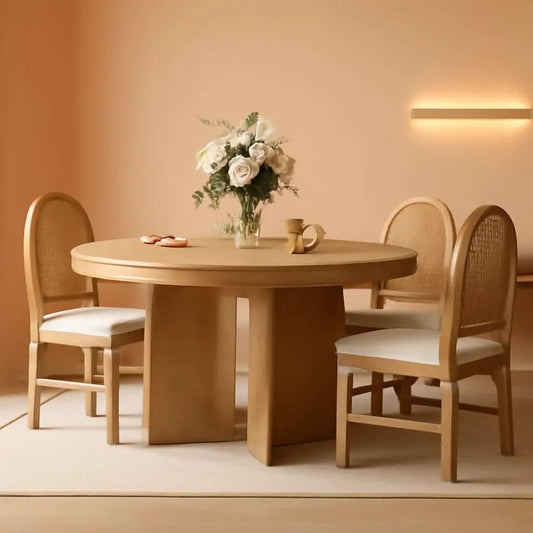 Retro Solid Wood Dining Set Natural Finish Extendable from PriceLows™