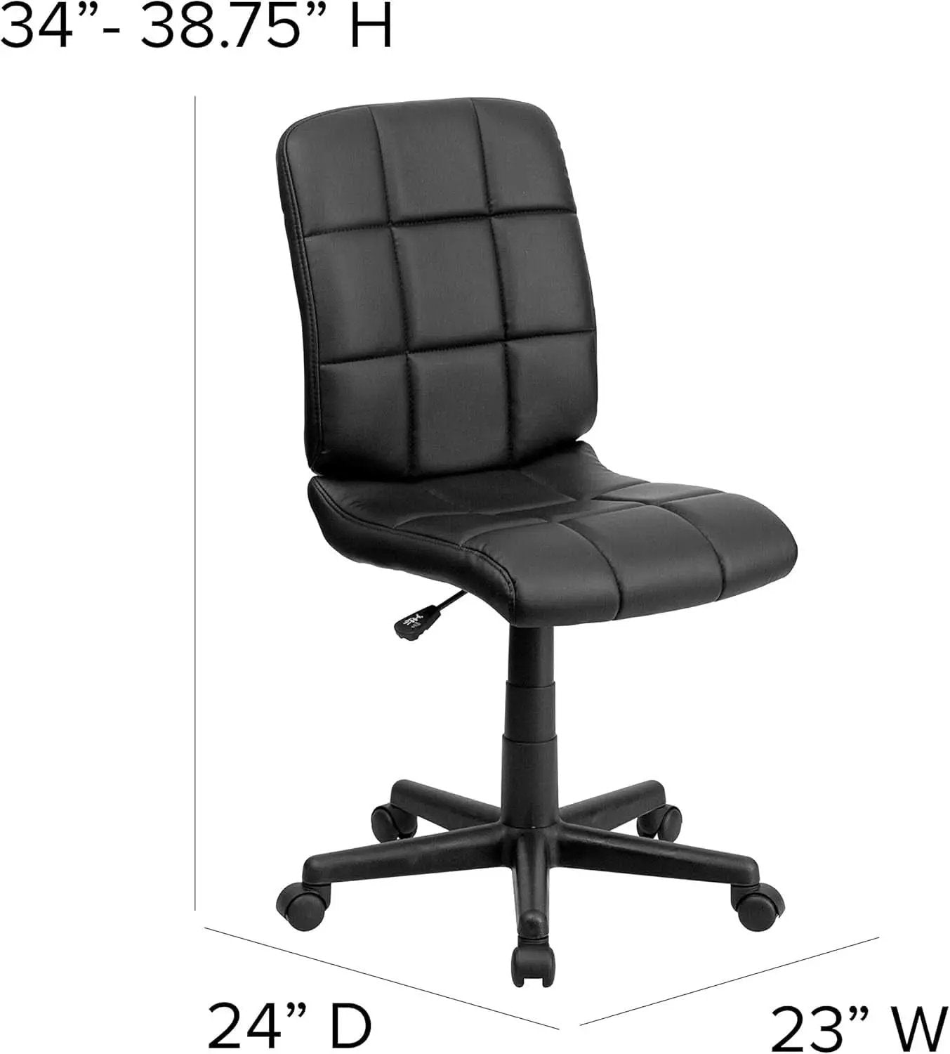 Clayton Mid Back Tufted Vinyl Office Chair Black Swivel from PriceLows™