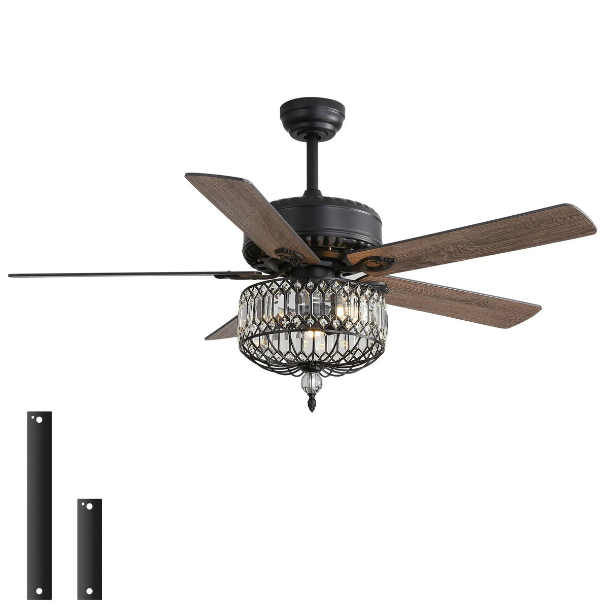 Crystal Lampshade Ceiling Fan | 5 Blades | DC Motor With 6 Speed Remote | 1 4 8 Hour Timer