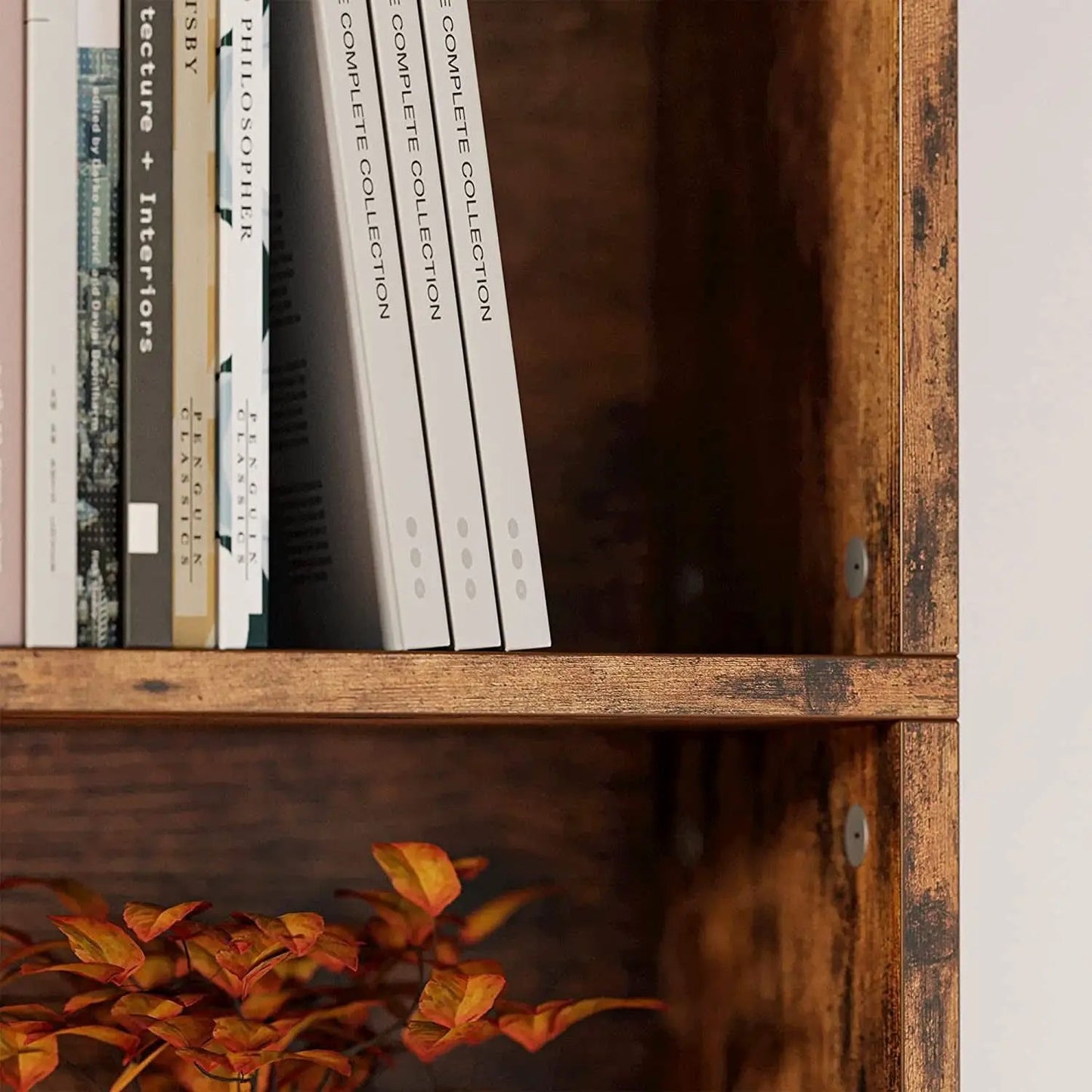 Vintage Brown 6 Shelf Floor Bookcase 70 Inch Tall Unit from PriceLows™