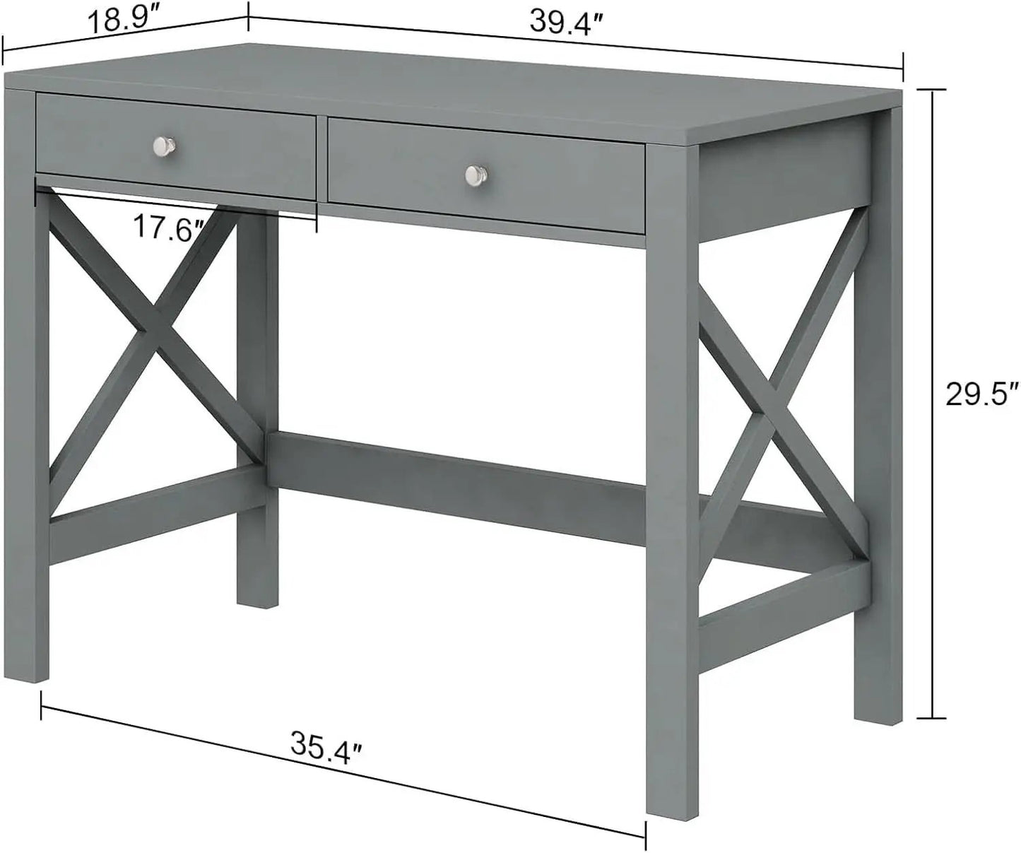 Home Office Desk Grey With Two Drawers Computer Table from PriceLows™