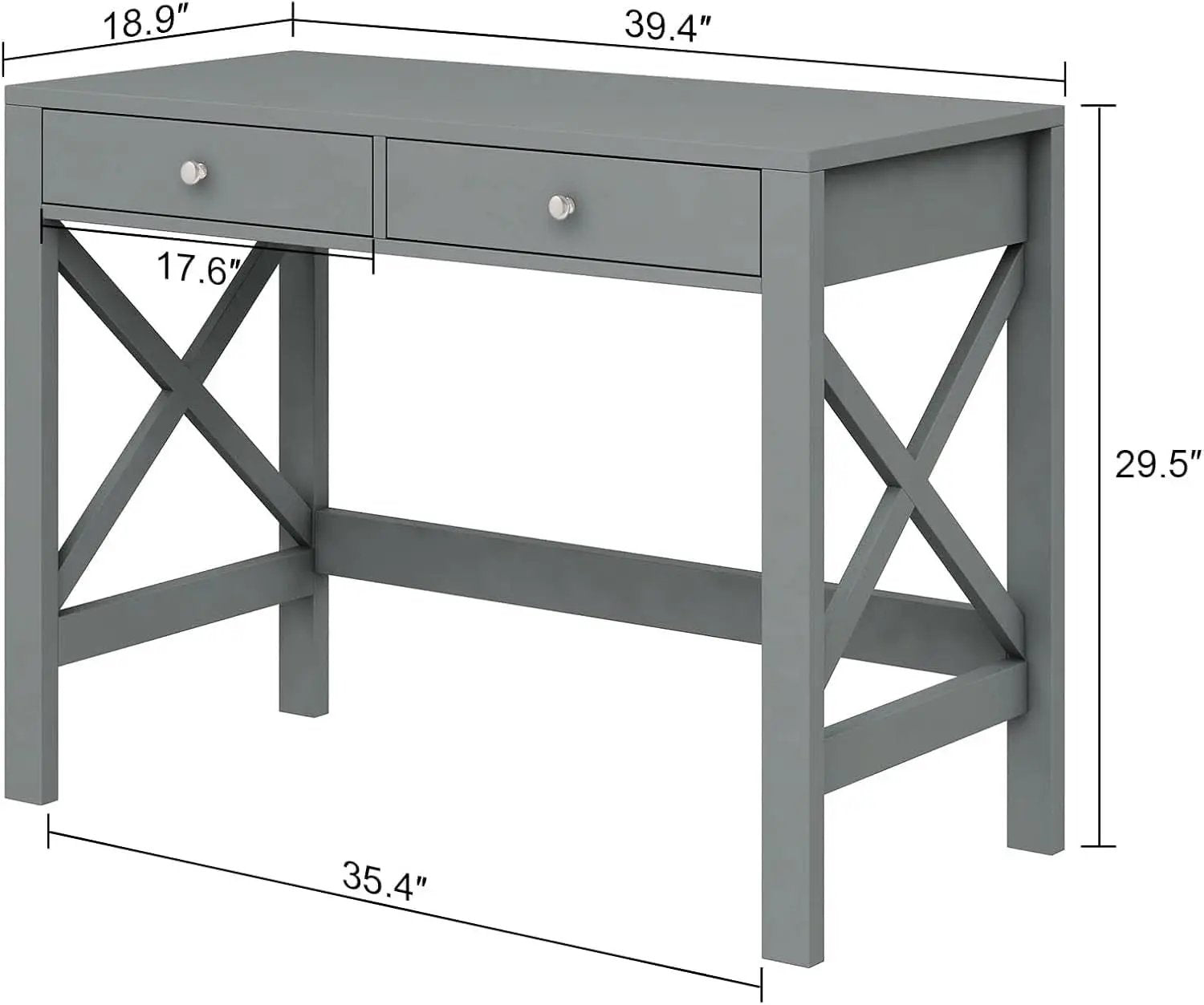 Home Office Desk Grey With Two Drawers Computer Table from PriceLows™