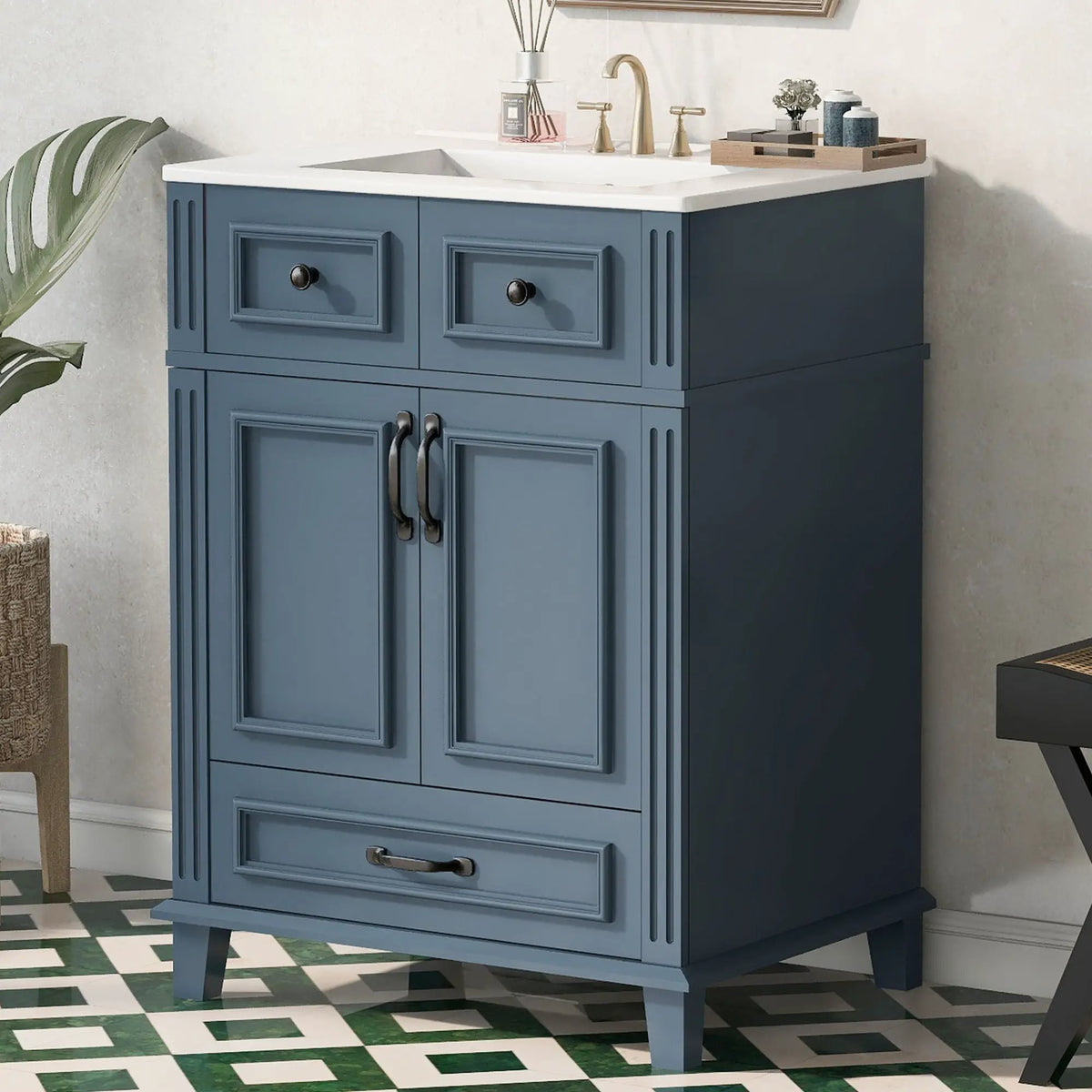 29 Inch Bathroom Vanity | Rubberwood Frame | Ceramic Sink | Soft Closing Doors