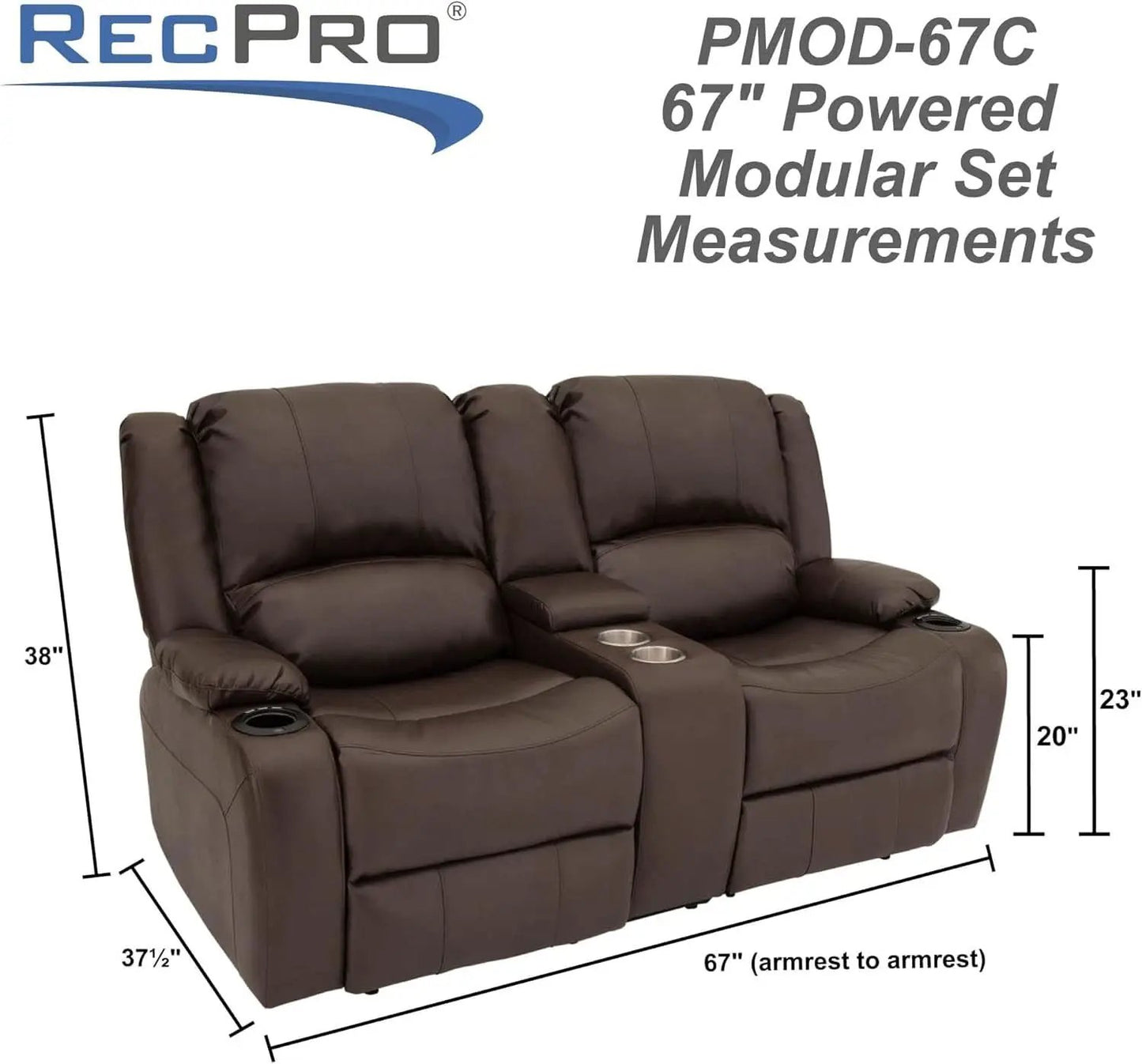 Powered Wall Hugger RV Recliner Sofa Loveseat 67In Chestnut from PriceLows™