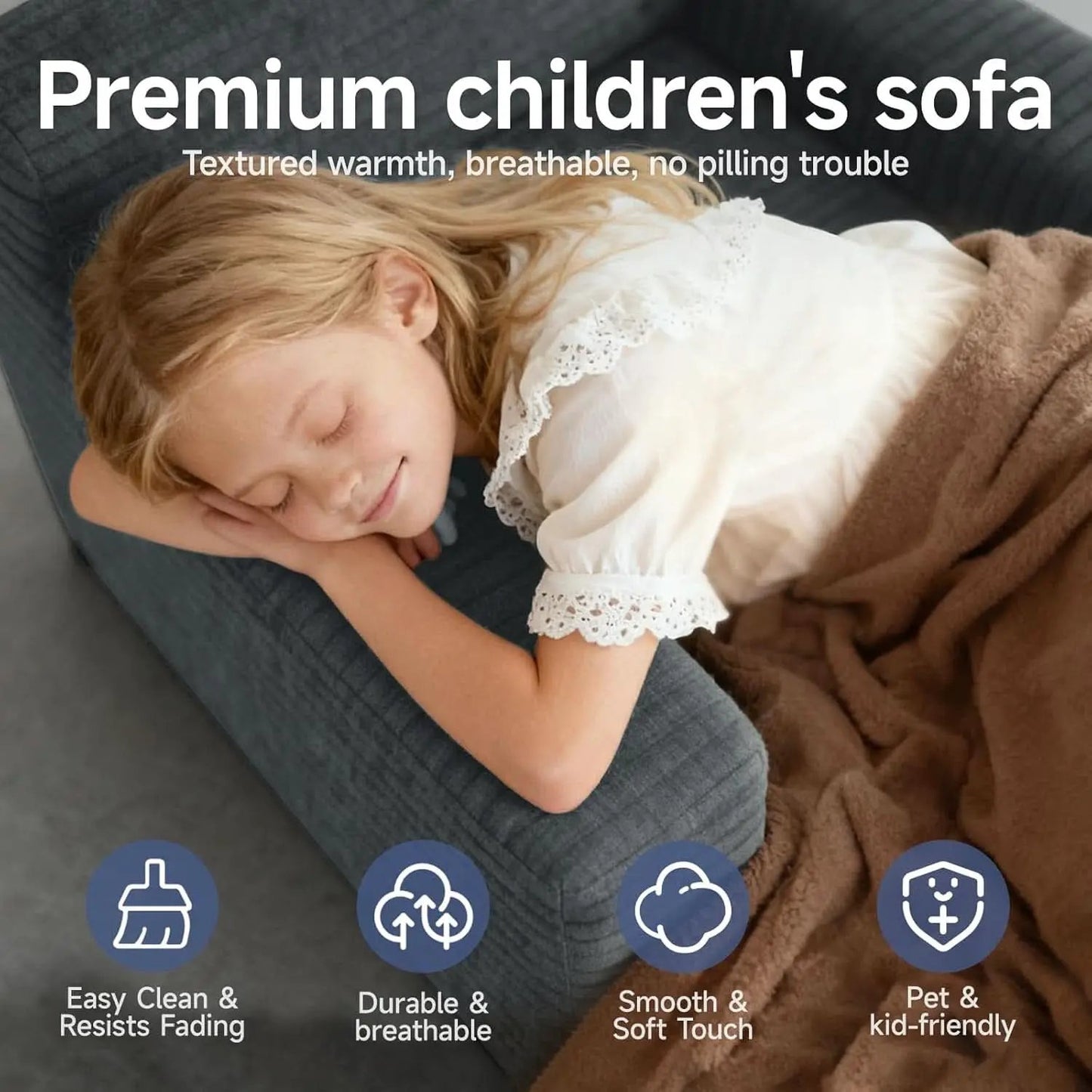 Compact 46-Inch Dark Grey Corduroy Chaise Lounge from PriceLows™
