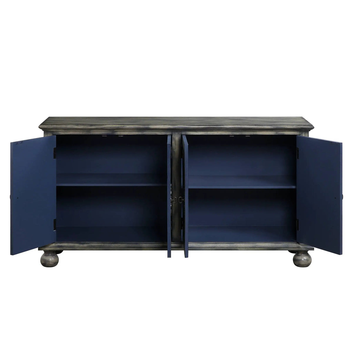 Pavan Console Cabinet | Patterned Front Doors | Rectangular Design | Gray